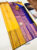 Copper Zari Work Big Border Pure Kanjivaram Fancy Silk Saree Yellow and Blue Color w/ Blouse