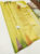 Temple Design Pure Kanjivaram Fancy Silk Saree Light Yellow Color w/ Blouse