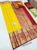 Pure Kanjivaram Fancy Silk Saree Pineapple Yellow Color w/ Blouse
