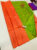 Pure Soft Silk Saree Fanta Orange and Green Color w/ Blouse