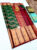 Trendy Design Kanjivaram Pure Silk Saree Green w/ Apple Red Color Copper Zari Work