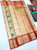 Lotus Design Half White w/ Red Color Kanjivaram Handloom Pure Silk Sarees