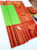 Big Border Design Pure Soft Silks Saree Green w/ Red Color